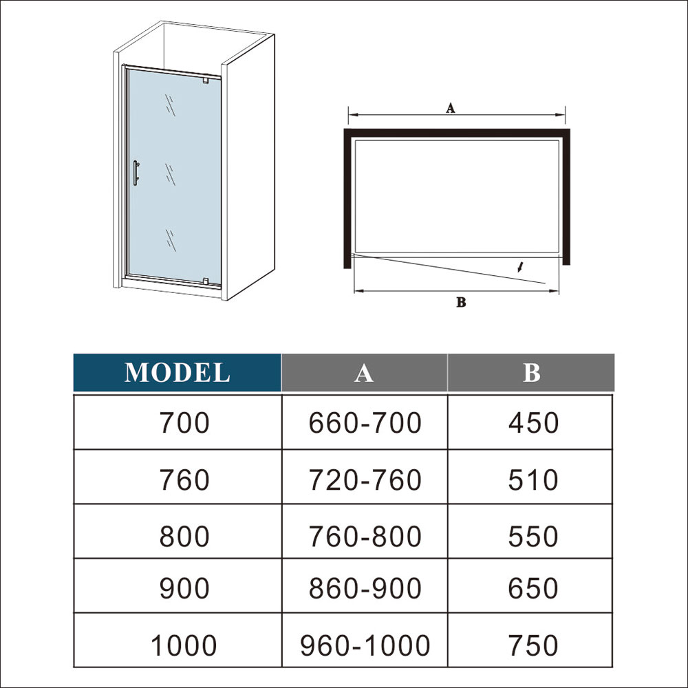 Acezanble 700mm Framed Pivot Shower Door Enclosure 1850mm Height Safety Tempered Glass Screen 10 width=1000